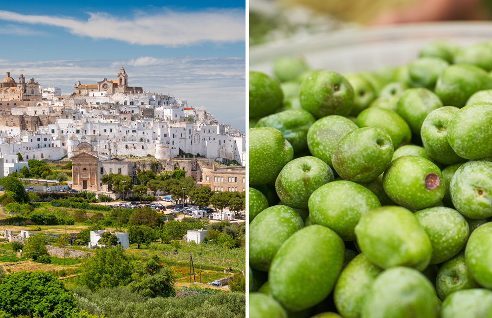 Ostuni og olivenmølle